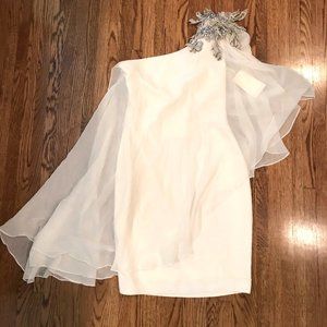 Marchesa White One Shoulder Fitted Dress